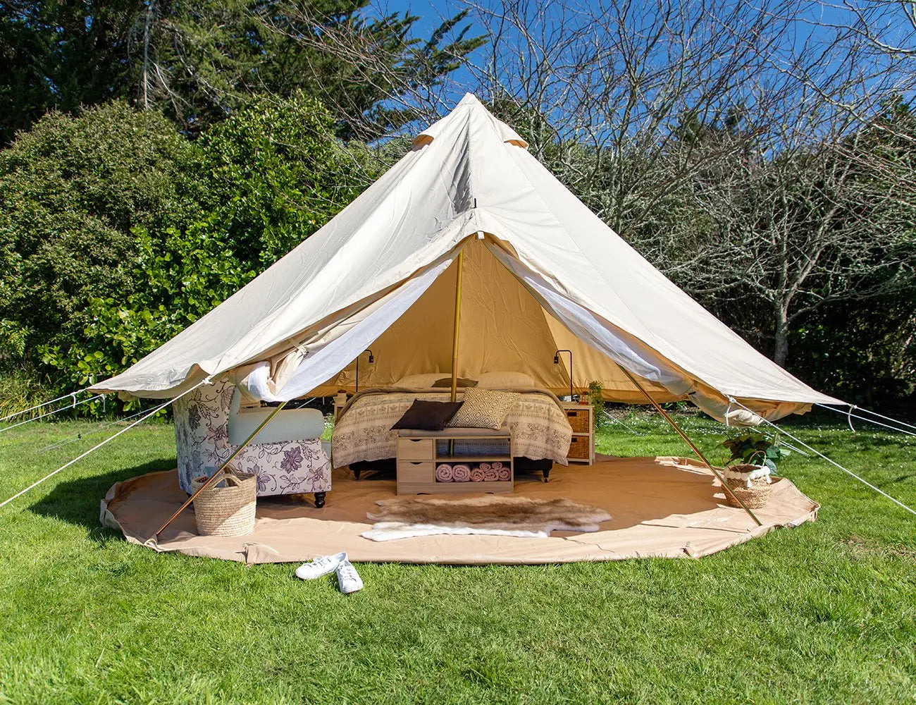 6M Yurt Cotton Canvas Glamping Waterproof 4 Season Tipi bell tent