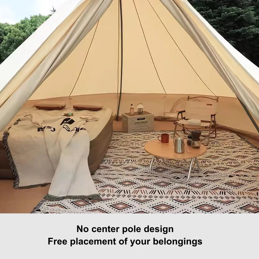 4M Yurt Bell Tent Luxury Camping Campsite Canvas Tent for 5-6 person