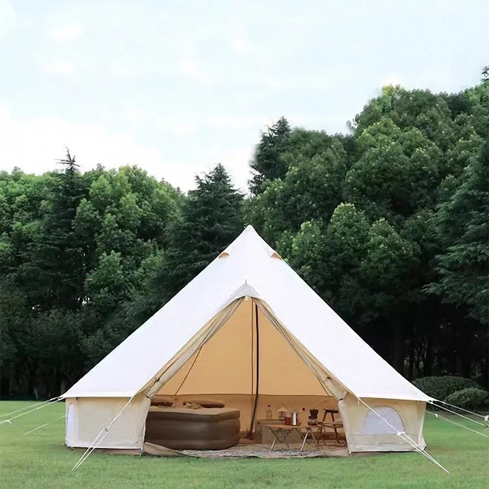 4M Yurt Bell Tent Luxury Camping Campsite Canvas Tent for 5-6 person